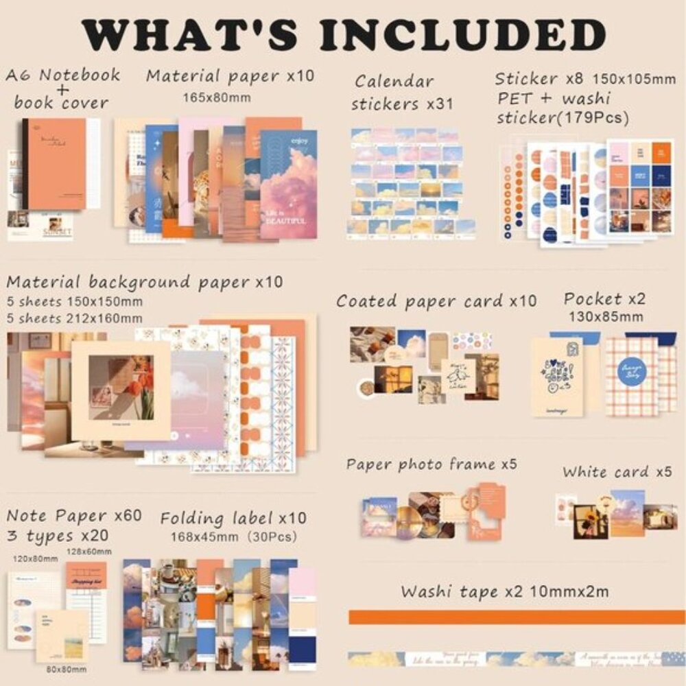 New Aesthetic Scrapbook Kit (348pcs), Journaling & Scrap Supplies for teen Girls - Picture 2 of 15
